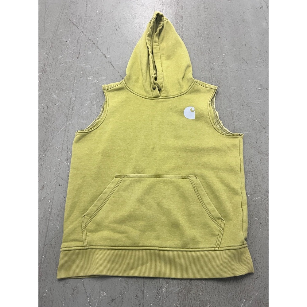 Carhartt Hoodie Womens Small 4-6‎ Green Sleeveless Relaxed Fit Kangaroo Pockets